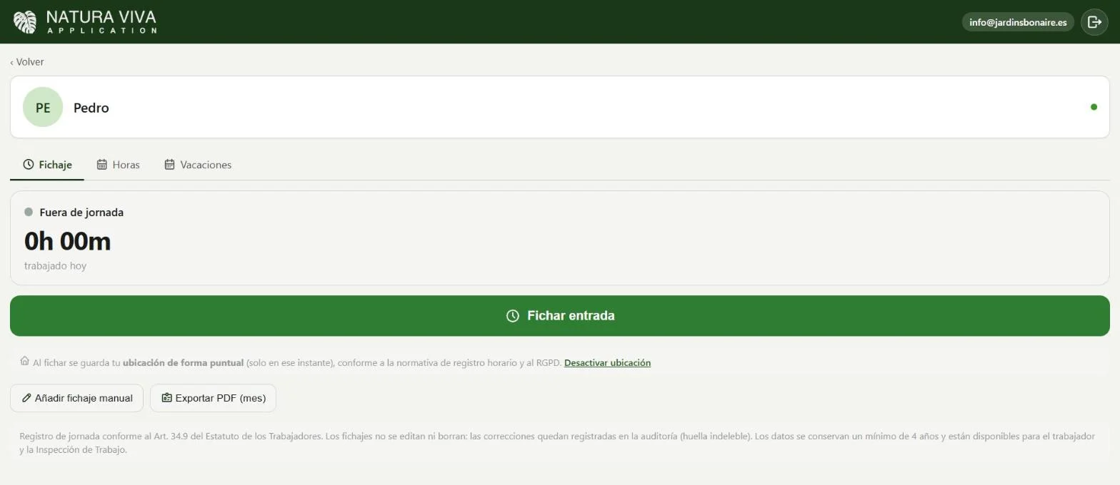 Stempelansicht in der App Natura Viva